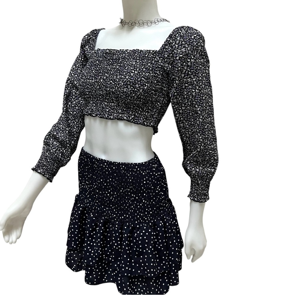 KatieJ NYC Tween Chloe Smocked Crop Top Floral Coquette Whimsygoth Girlhoodcore